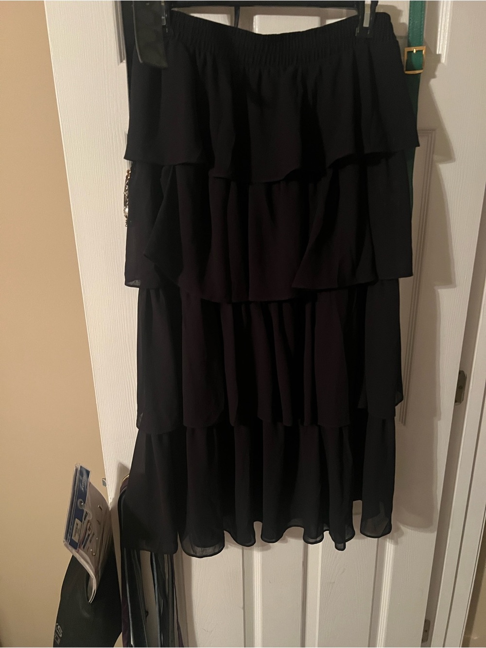 Black Tiered Ruffle Maxi Skirt - Women's